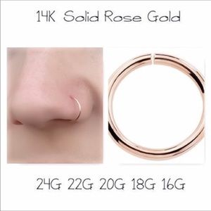 5 x 14k solid rose gold nose ring